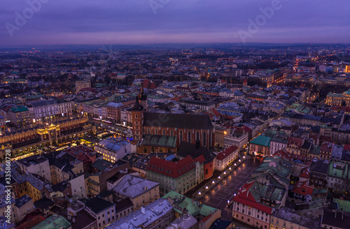 Krakow old city aerial evening time © Roman