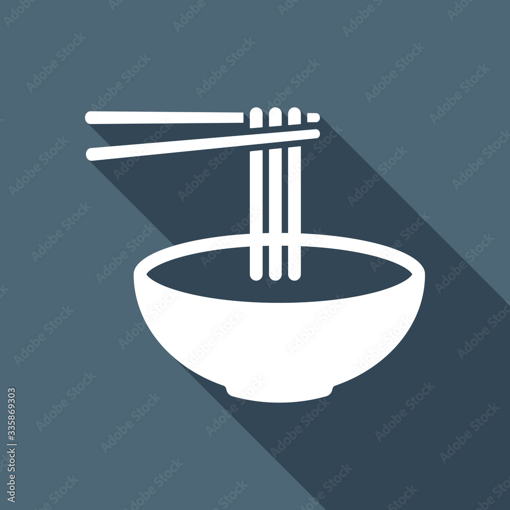 Noodles in bowl and chopstick, soup ramen, asian food, france pa Noodles in bowl and chopstick, soup ramen, asian food, france pa