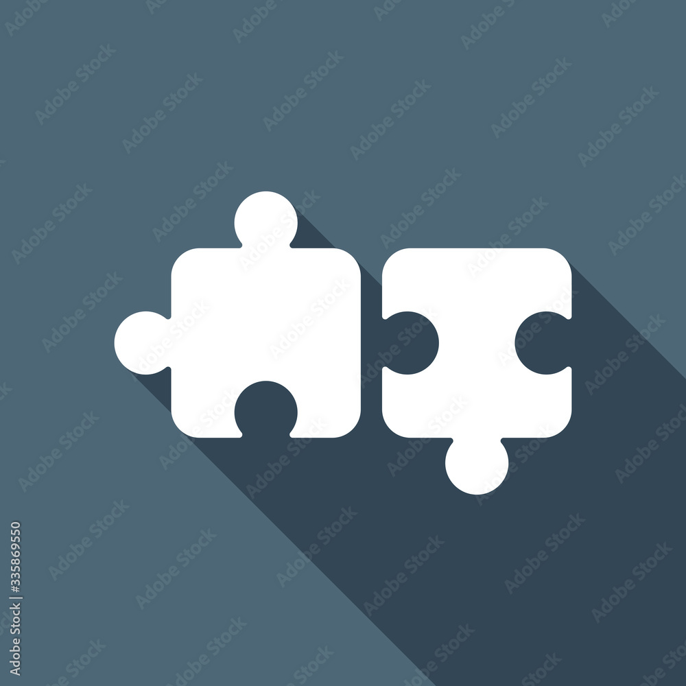 Two pieces of puzzle, creative teamwork, different solutions, lo