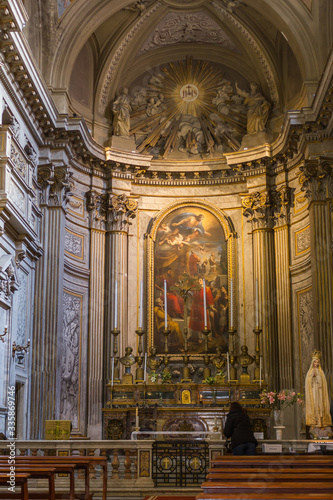 Rome, interior of the Catholic Church " Santi Vincenzo e Anastasio a Fontana"