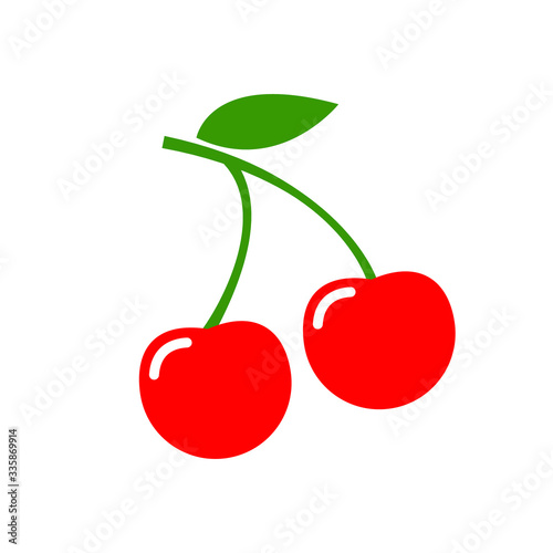 Cherry vector icon illustration fruit. Fresh sweet cherry icon flat isolated logo shape