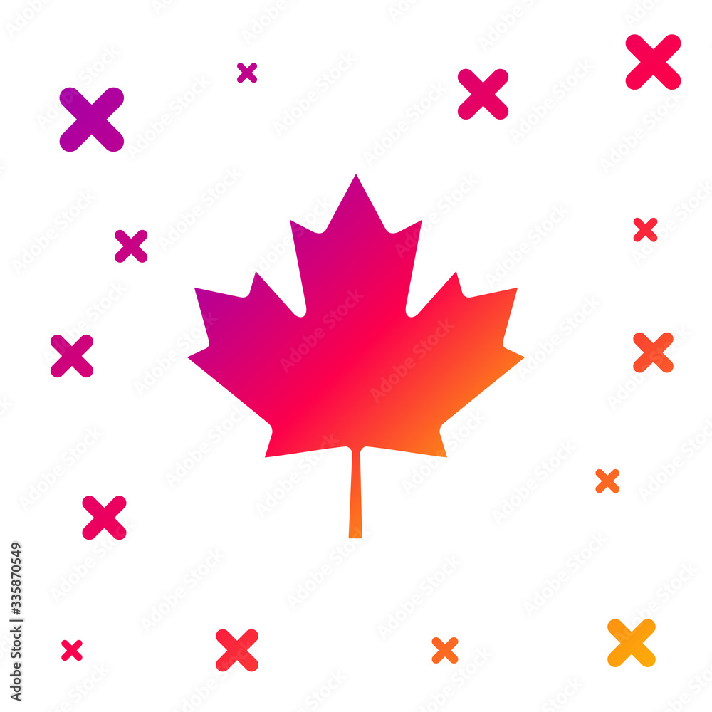 Color Canadian maple leaf icon isolated on white background. Canada symbol maple leaf. Gradient random dynamic shapes. Vector Illustration Color Canadian maple leaf icon isolated on white background. Canada symbol maple leaf. Gradient random dynamic shapes. Vector Illustration