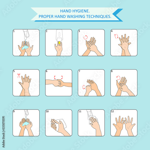 Color infographics of hand washing hygiene in vector. 
Instructions, stand for personal hygiene hand washing step by step, for the prevention of diseases and a healthy lifestyle.
