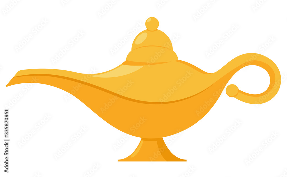 Lamp aladdin magic vector icon. Aladin genie lamp bottle wish cartoon  illustration vector de Stock | Adobe Stock