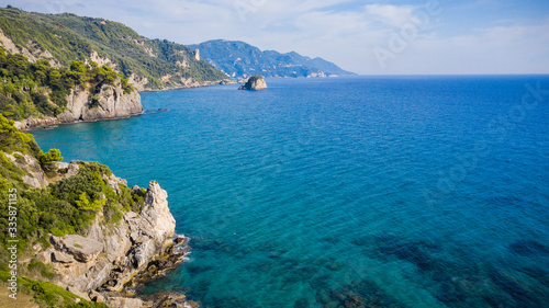 Aerial landscape of summer beach and sea 