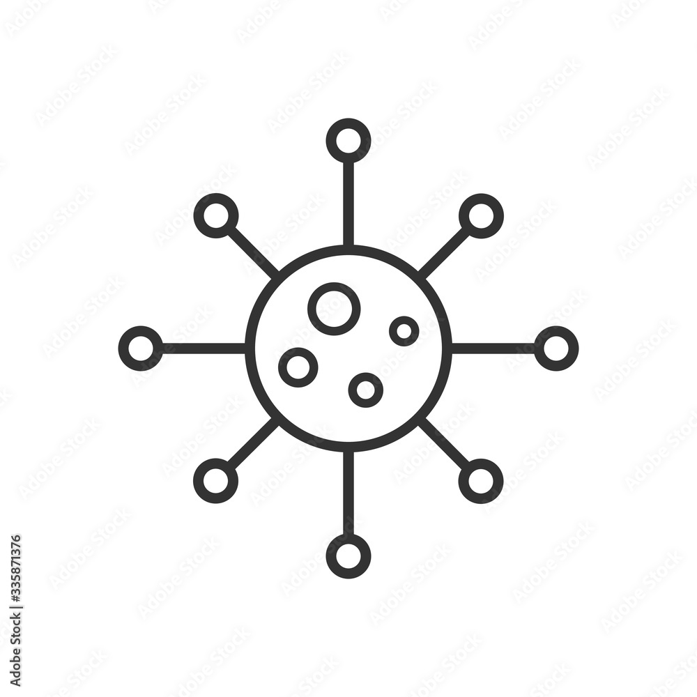 Virus line icon. Outline thin line flat illustration. Isolated. Virus line icon. Outline thin line flat illustration. Isolated.