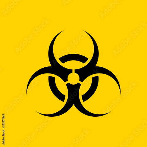 Bio hazard sign caution. Biological danger toxic symbol, virus risk, biohazard alert