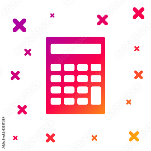Color Calculator icon isolated on white background. Accounting symbol. Business calculations mathematics education and finance. Gradient random dynamic shapes. Vector Illustration