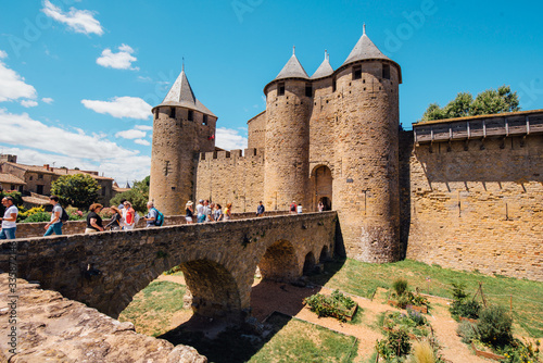 The medieval fortress of the "Cite de Carcassonne". Carcassonne.