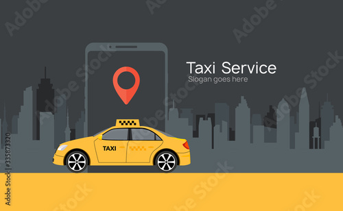 Leinwand Poster Taxi service vector cab app design flyer