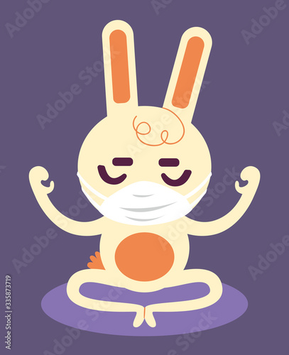 Bunny wearing a mask meditating (ID: 335873719)