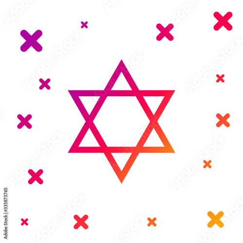 Color Star of David icon isolated on white background. Jewish religion symbol. Gradient random dynamic shapes. Vector Illustration