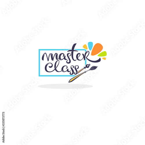 master class and creative courses, hand drawn calligraphy logo, label, emblem
