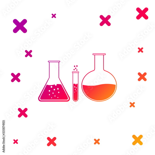 Color Test tube and flask - chemical laboratory test icon isolated on white background. Laboratory glassware sign. Gradient random dynamic shapes. Vector Illustration
