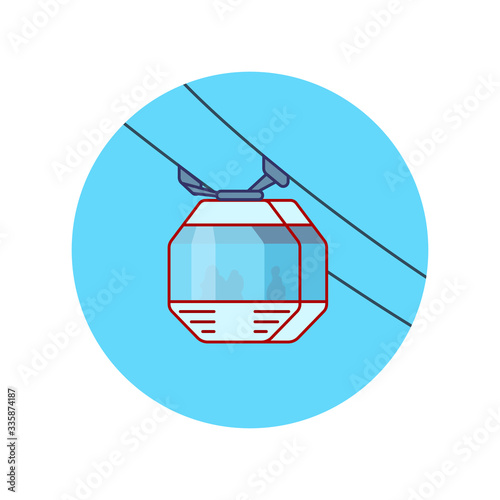 Cableway car icon isolated от white background.  Aerial lift. Ski resort sign.  Flat style vector illustration.