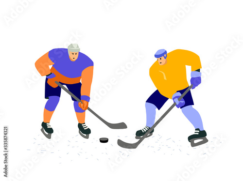 Ice hockey vector colorful hand drawn illustration.