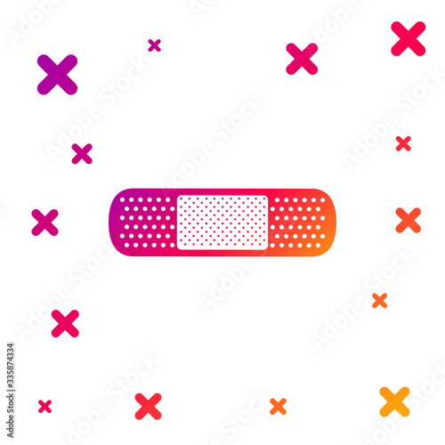 Color Bandage plaster icon isolated on white background. Medical plaster, adhesive bandage, flexible fabric bandage. Gradient random dynamic shapes. Vector Illustration