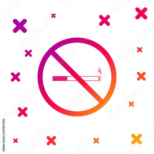 Color No Smoking icon isolated on white background. Cigarette symbol. Gradient random dynamic shapes. Vector Illustration