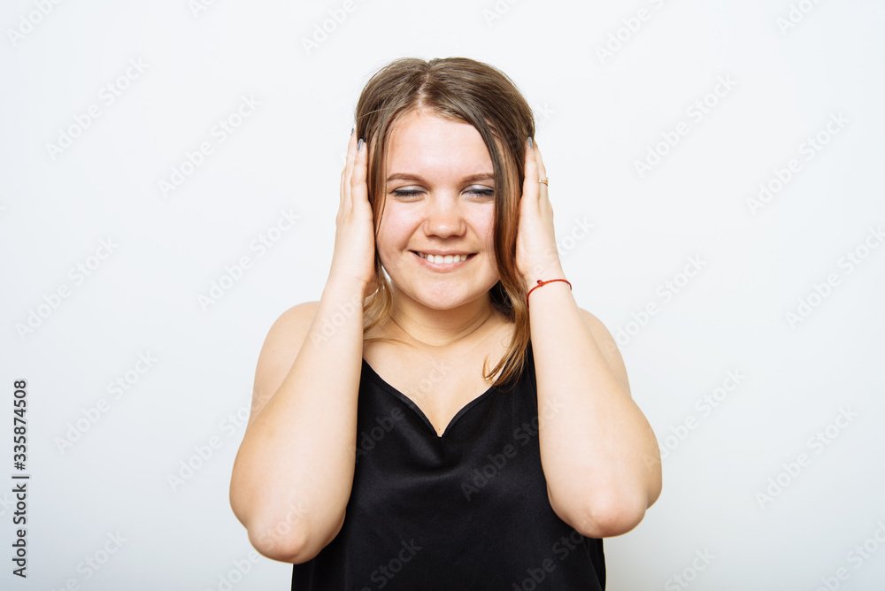 Close ears woman Close ears woman