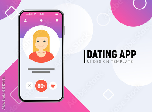 Dating app online mobile concept. Female male profile flat design. Couple match for relationship