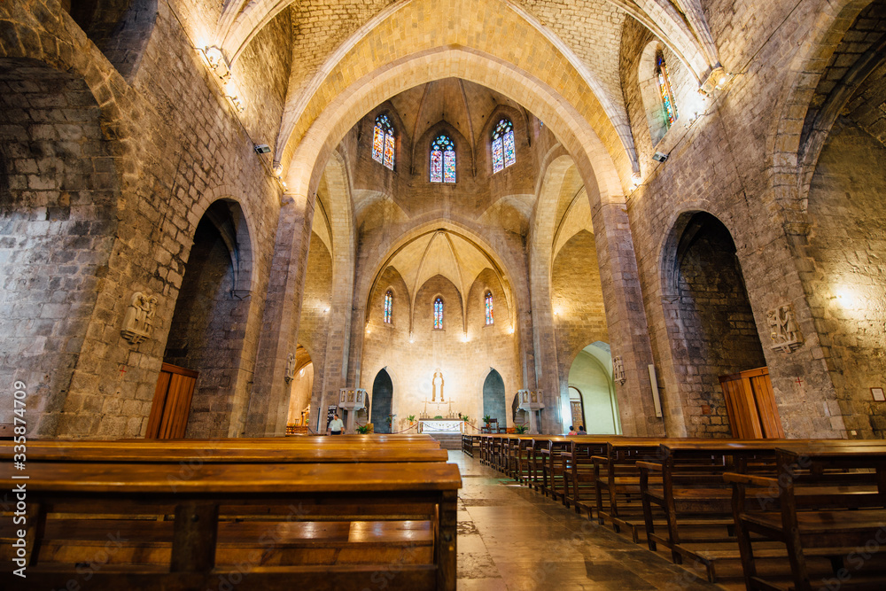 Gothic vault of St. Peter's Church in Figueres, Spain.