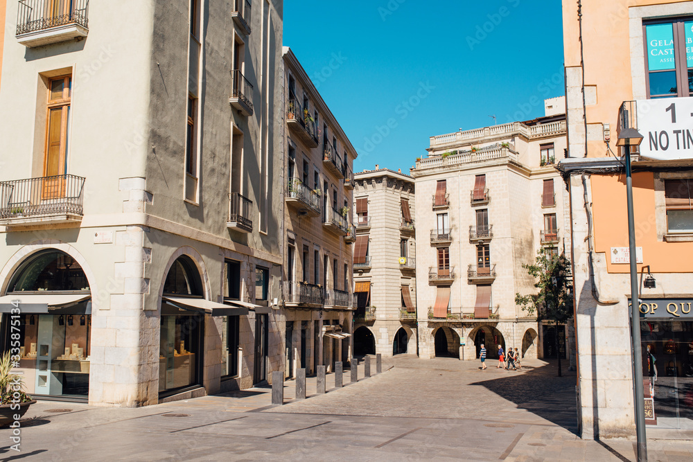 street in the Old town of Girona, Catalonia.