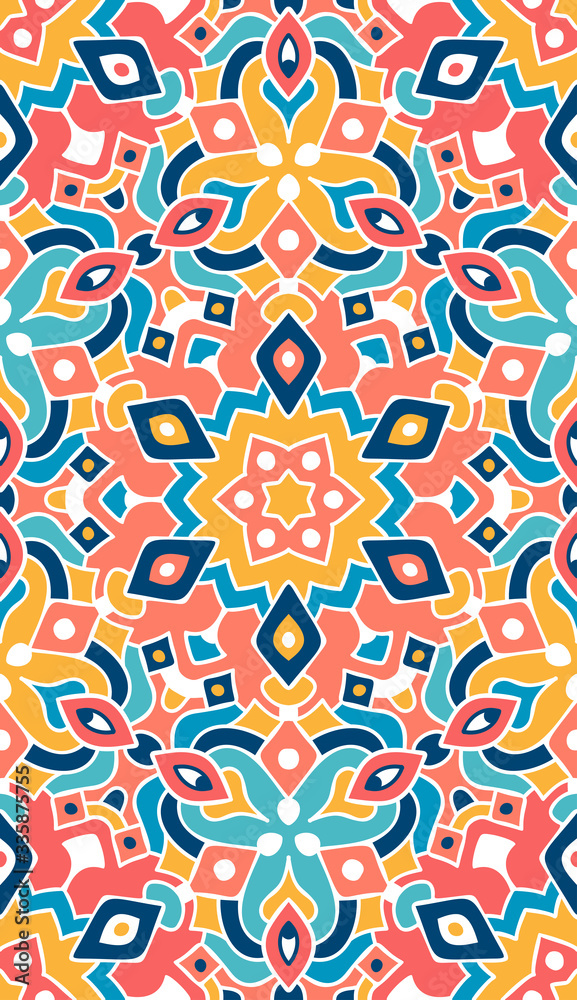 Seamless vector ornament. Hand drawn textile pattern