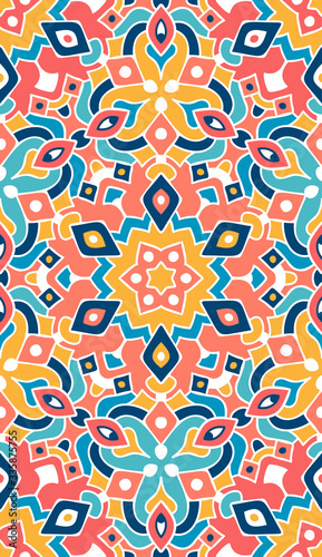 Seamless vector ornament. Hand drawn textile pattern