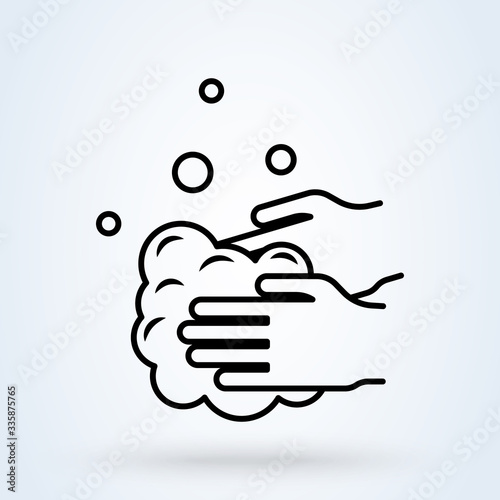 Hand wash flat vector icon. Disinfection, skin care. Antibacterial washing icon. Line Vector illustration