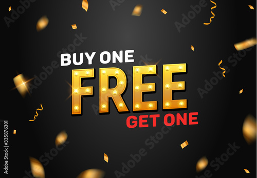 Buy one get one free sale offer design. Vector promo buy 1 get one free banner promotion