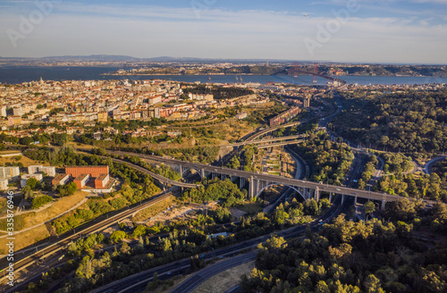 Fototapeta Naklejka Na Ścianę i Meble -  Lisbon in Portugal, aerial drone view
