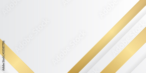 Free Download Modern abstract white background with golden stripe straight 3D layered lines. - GFXLoad