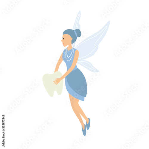 Tooth fairy. Vector illustration isolated on white background.