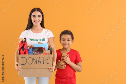 Volunteer with donations fo...
