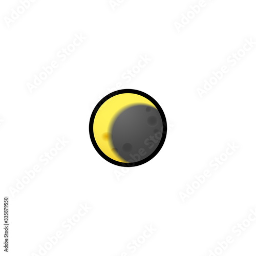 Half Moon Isolated Realistic Vector Icon. Moon Cycle, Lunar phases Illustration Emoji, Emoticon, Icon