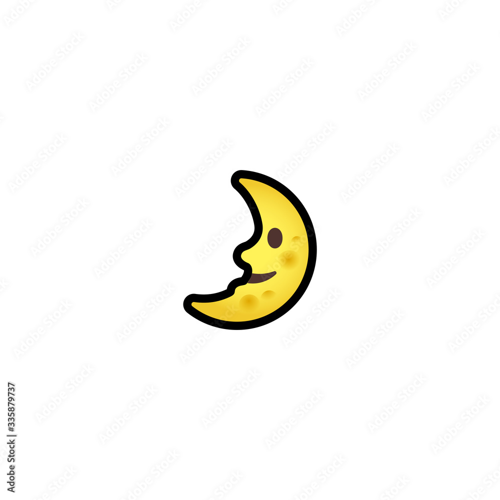 Half Moon, Smiling Face Isolated Realistic Vector Icon. Moon Cycle, Lunar phases Illustration Emoji, Emoticon, Icon Half Moon, Smiling Face Isolated Realistic Vector Icon. Moon Cycle, Lunar phases Illustration Emoji, Emoticon, Icon