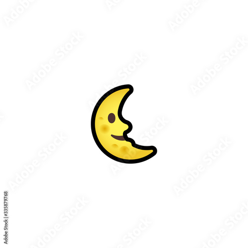Half Moon, Smiling Face Isolated Realistic Vector Icon. Moon Cycle, Lunar phases Illustration, Icon