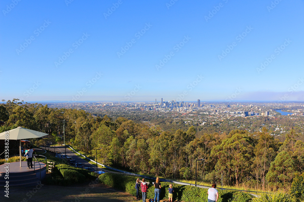 View at Brisbane from viewing platform at Mount Coot-tha (Queensland, Australia)