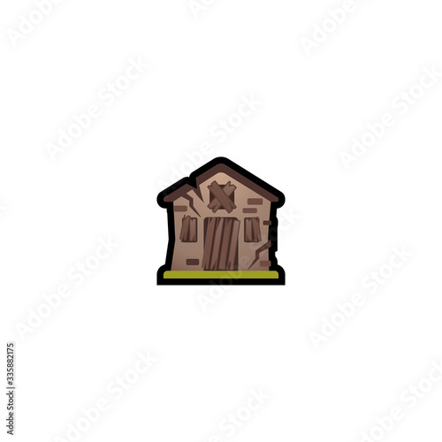 Derelict House Isolated Realistic Vector Icon.  Illustration Emoji, Emoticon, Icon