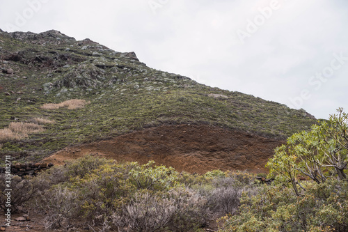 mountain landscape with blue sky, in the canary islands