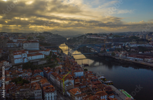 Porto in Portugal cityscape, aerial drone view