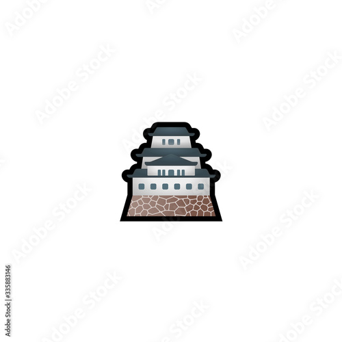 Japanese Castle Isolated Realistic Vector Icon.  Castle, Town Illustration Emoji, Emoticon, Icon
