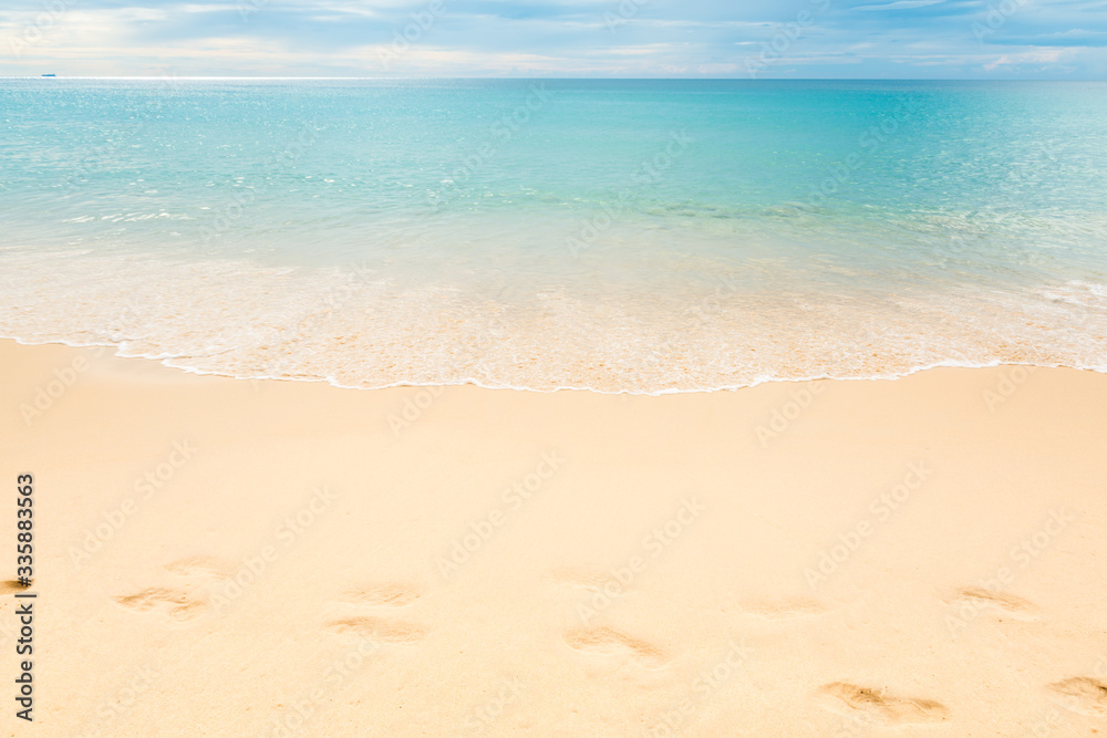 Footmark in the Sand   on Beach at Thailand