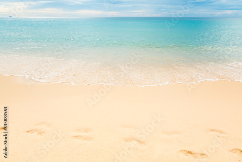 Footmark in the Sand on Beach at Thailand