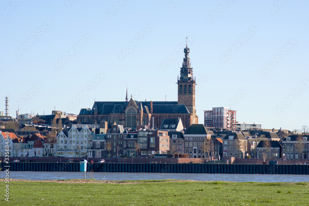 The Stevenskerk church at the river Waal in Nijmegen, Netherlands The Stevenskerk church at the river Waal in Nijmegen, Netherlands