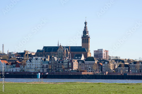 The Stevenskerk church at the river Waal in Nijmegen, Netherlands