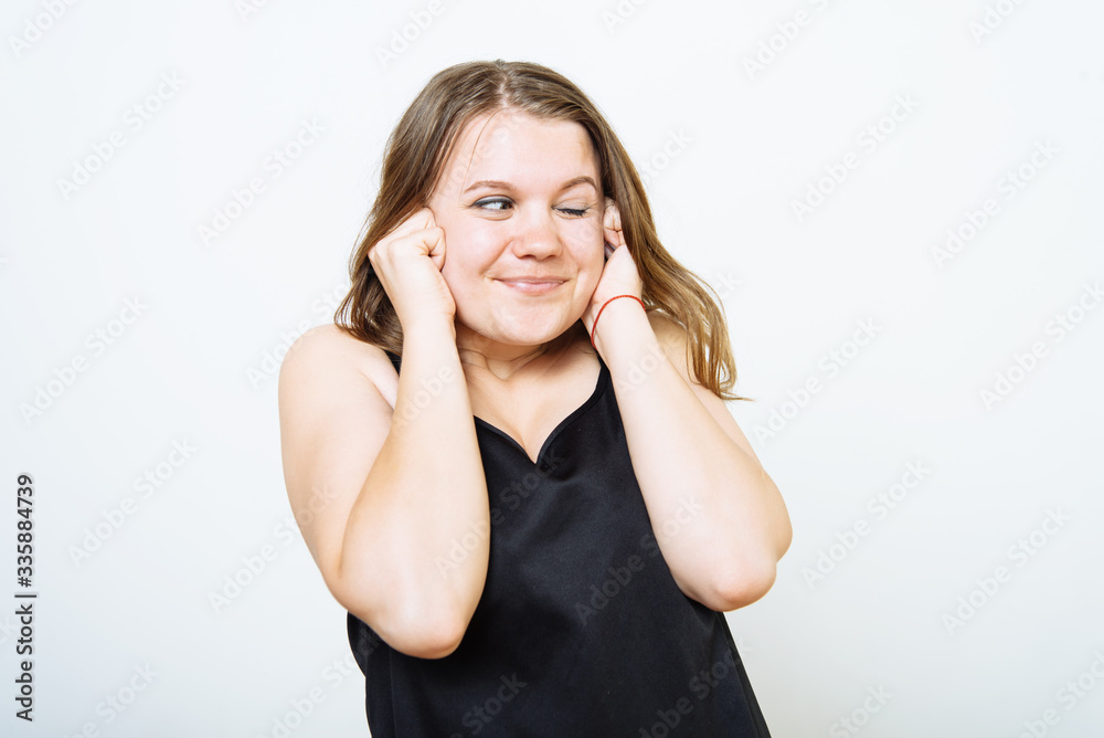 Close ears woman Close ears woman