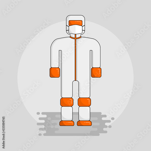 Human wearing hazmat suits and protective masks