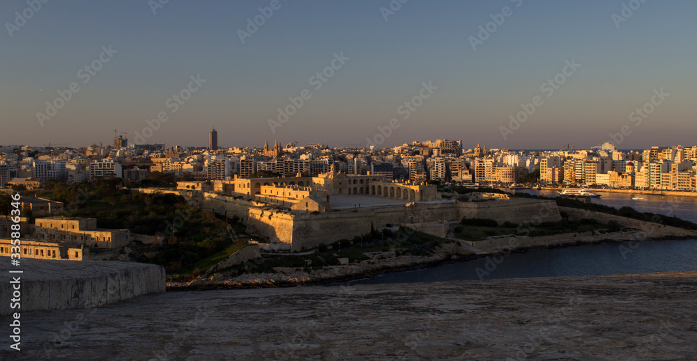 view of Valletta at sunset