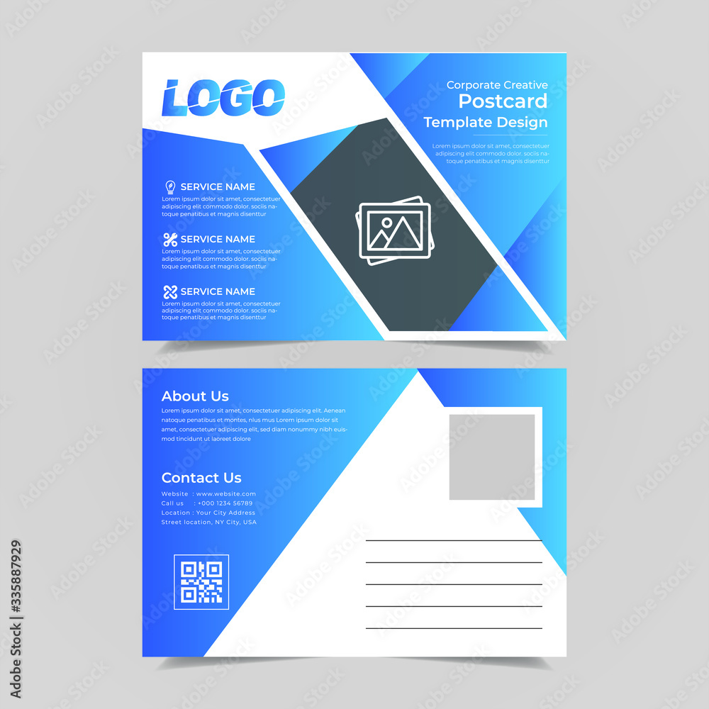 Corporate Professional Business Postcard Design Template Vector postcard with white paper texture Event Card Design Template